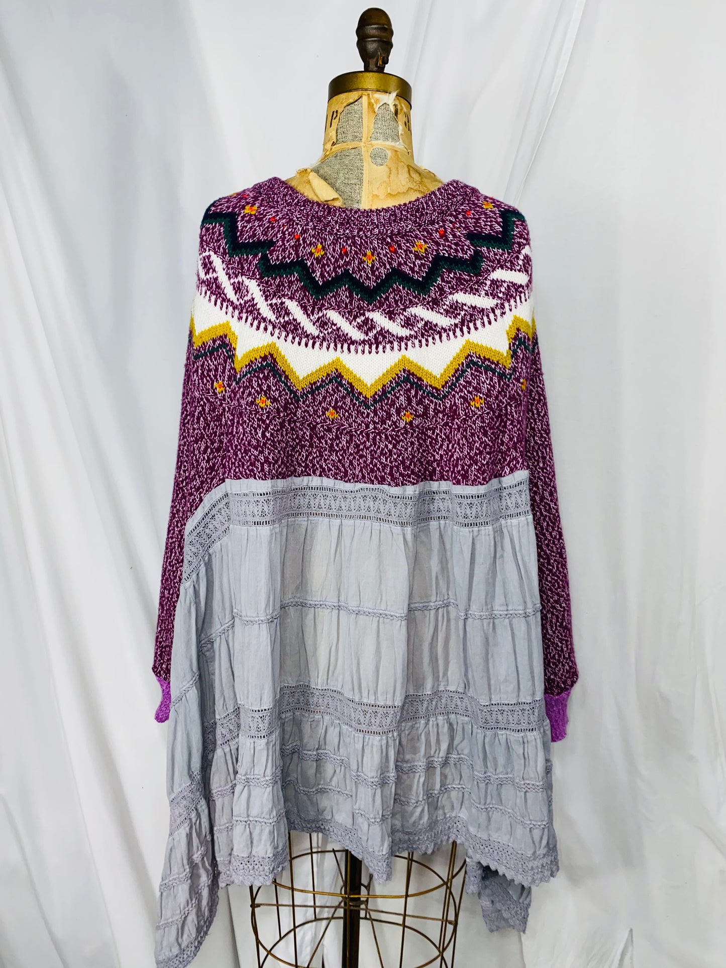 Free Size Violet Poncho Top