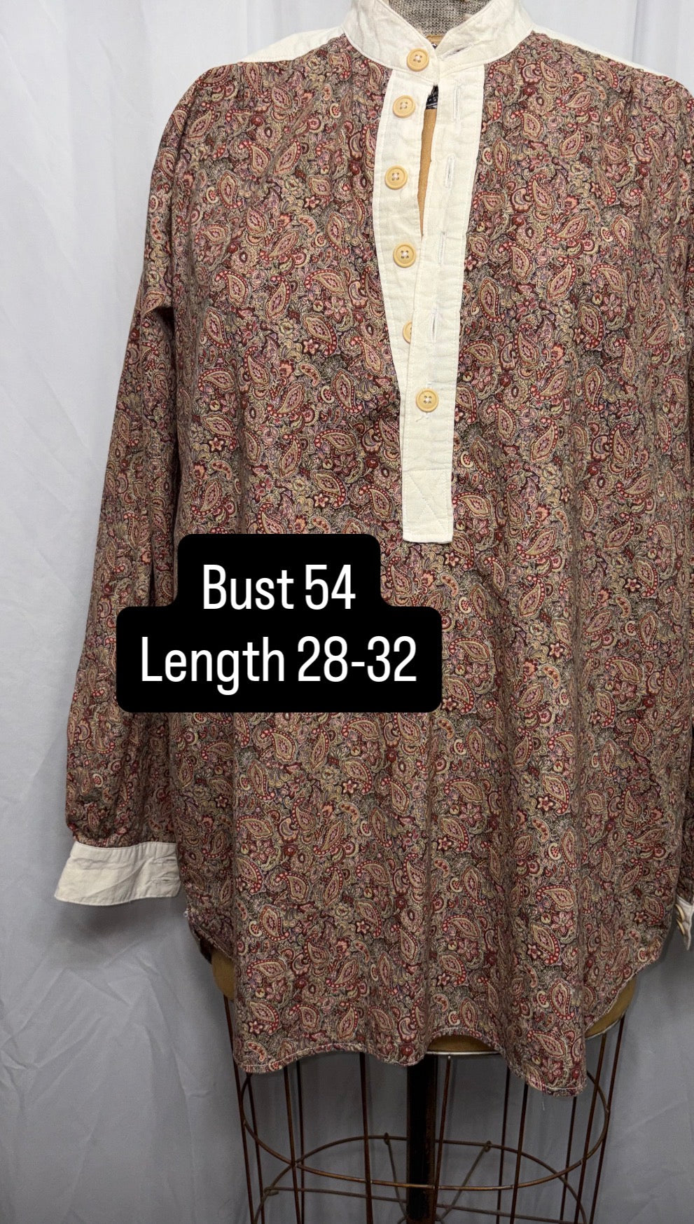 Vintage Cotton Tunic, Fits XS to 2XL
