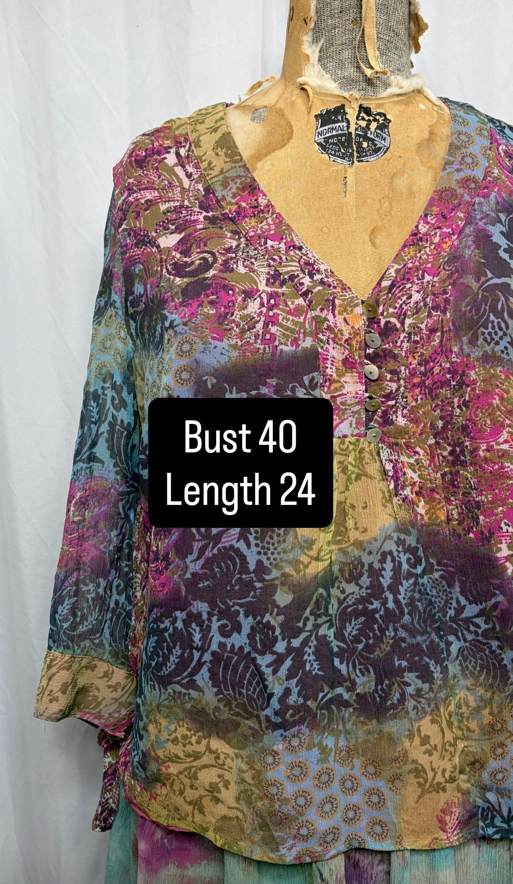Vintage Silk Blouse, Fits XS to M