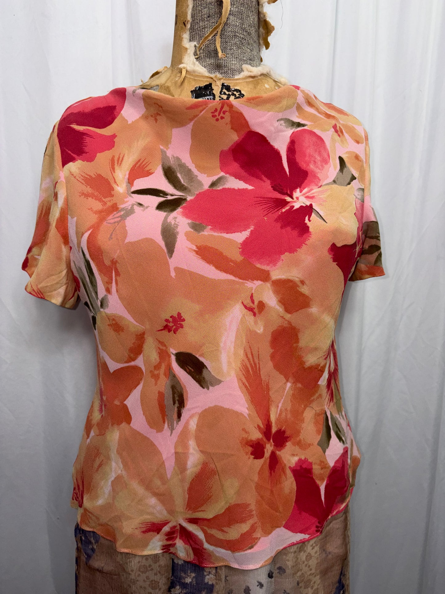 Vintage Silk Blouse, fits XS to M