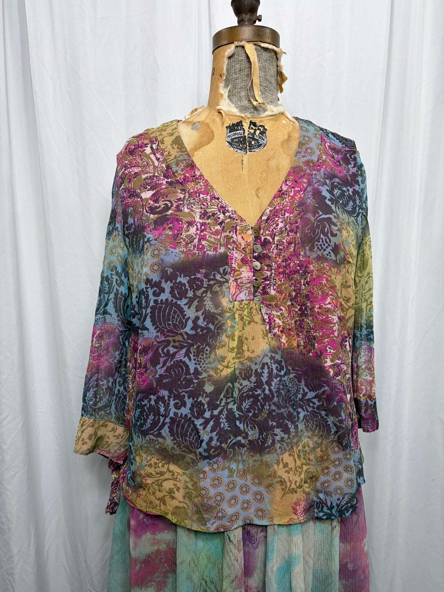 Vintage Silk Blouse, Fits XS to M
