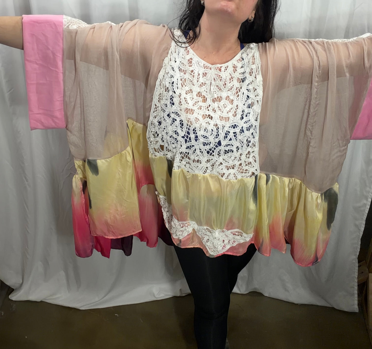 Tulip Silk and Lace Tunic, Free Size