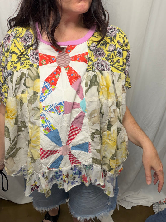 Fern Poncho Blouse, fits XS to 3X