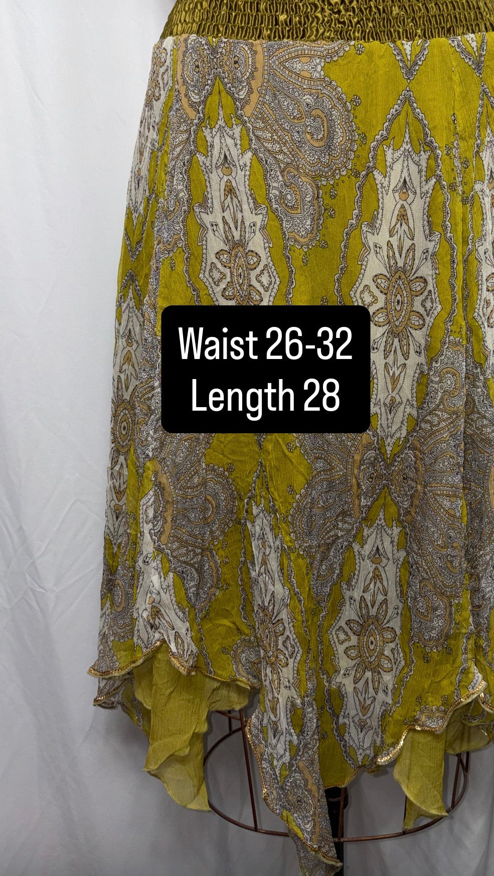Vintage Silk Skirt, Fits XS to M