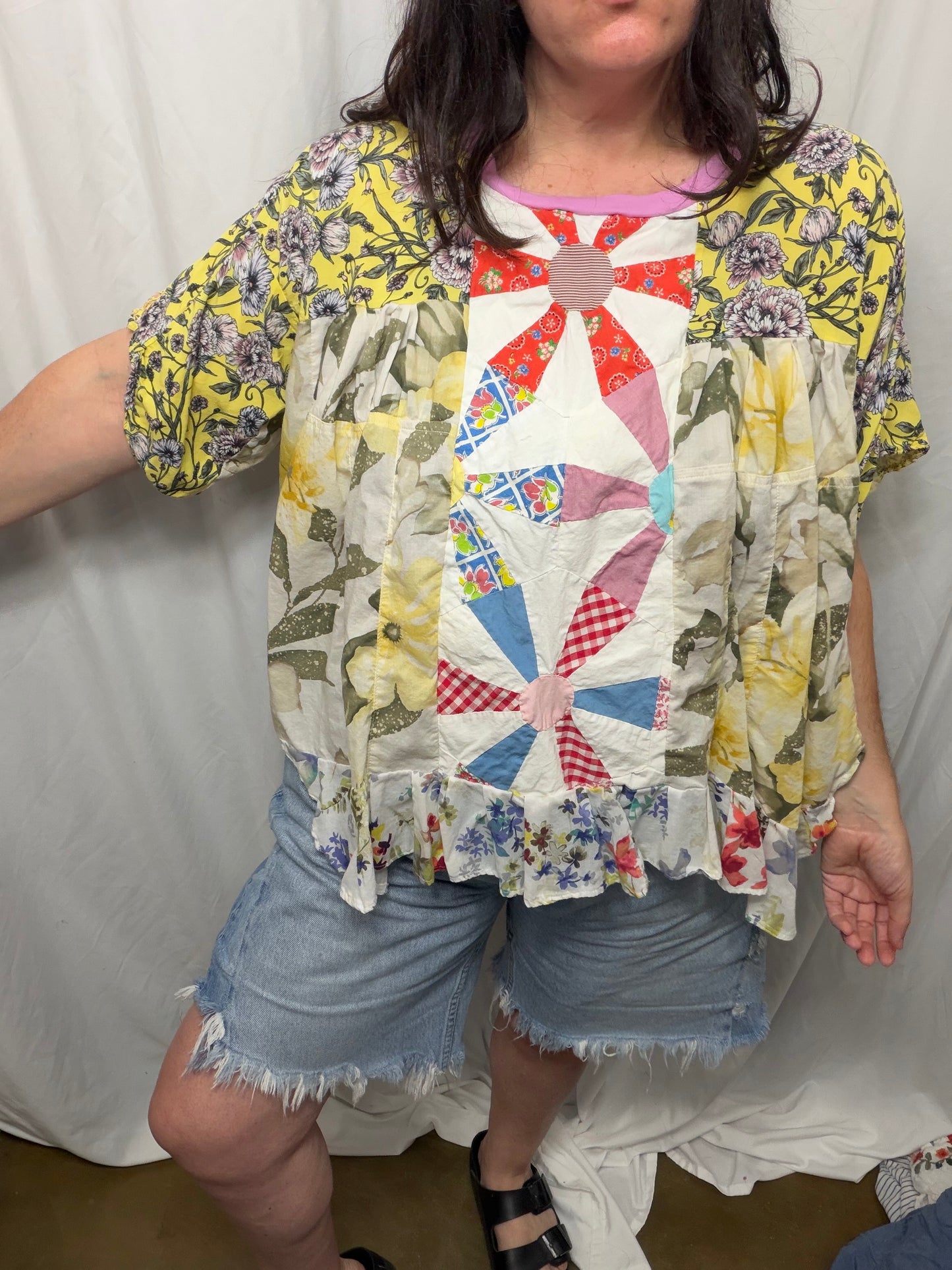 Fern Poncho Blouse, fits XS to 3X