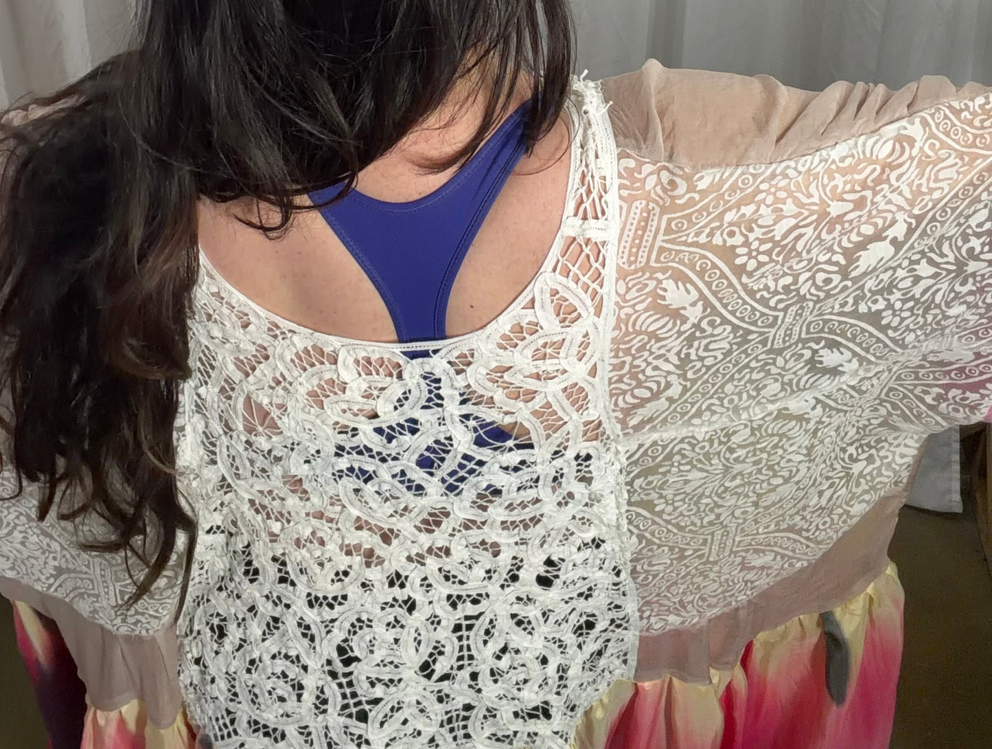 Tulip Silk and Lace Tunic, Free Size