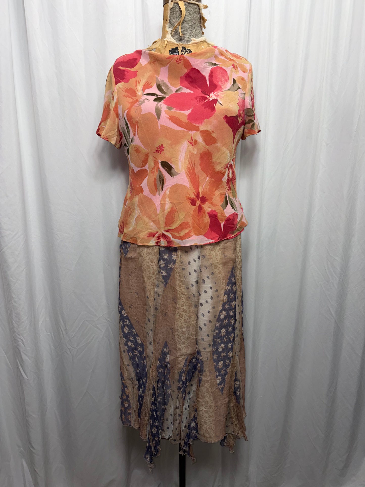 Vintage Silk Blouse, fits XS to M