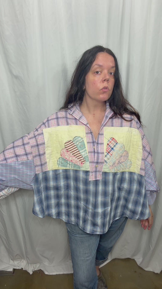 3/4 Heirloom Button Down Pullover, fits S/M to 3X